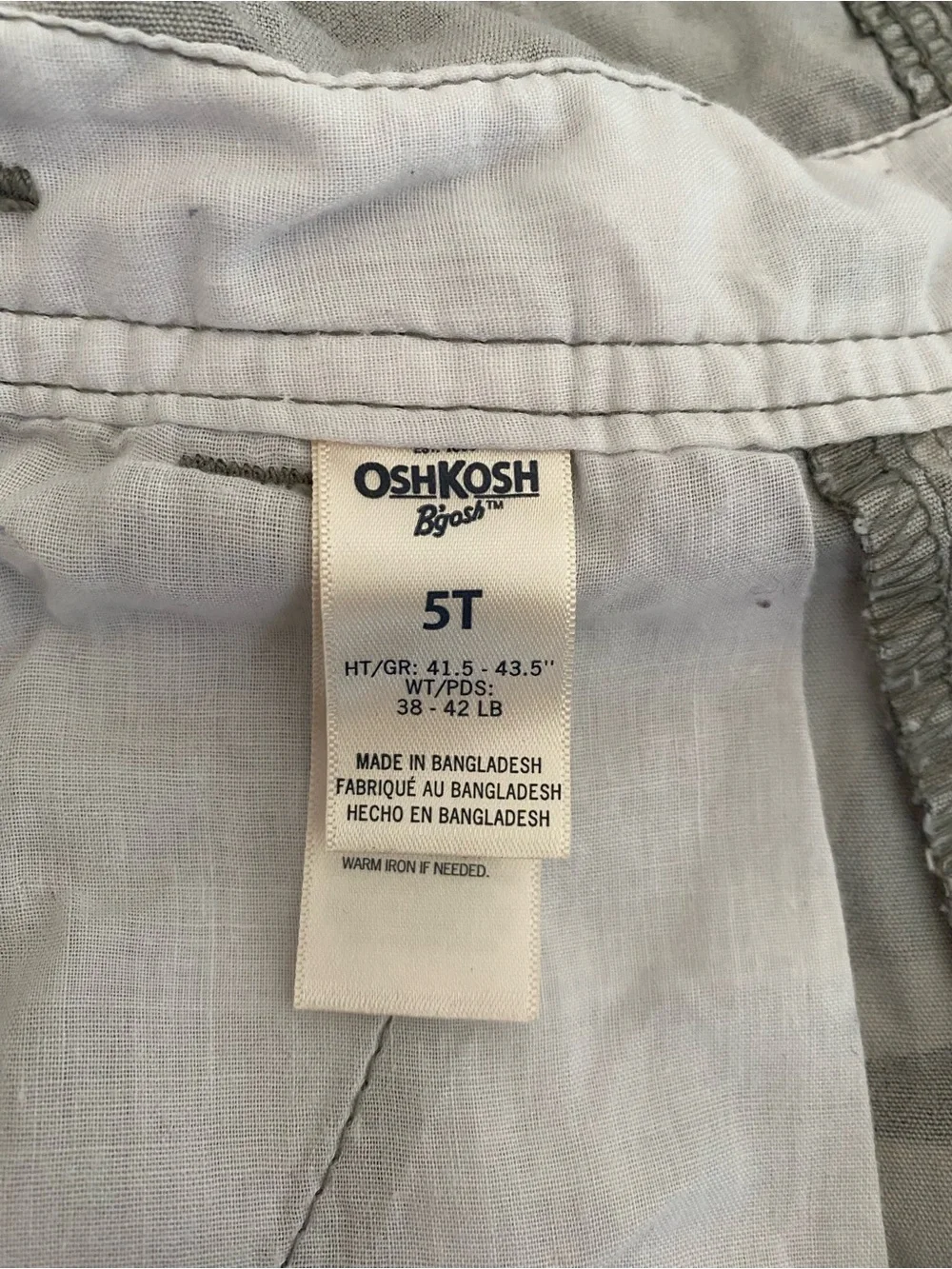 OshKosh B'gosh Toddler Gray Camo Short Overalls 5T Military Outdoor 90s Gorpcore